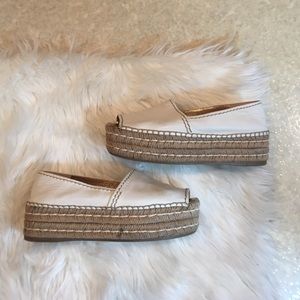 {Prada} white and gold espadrilles